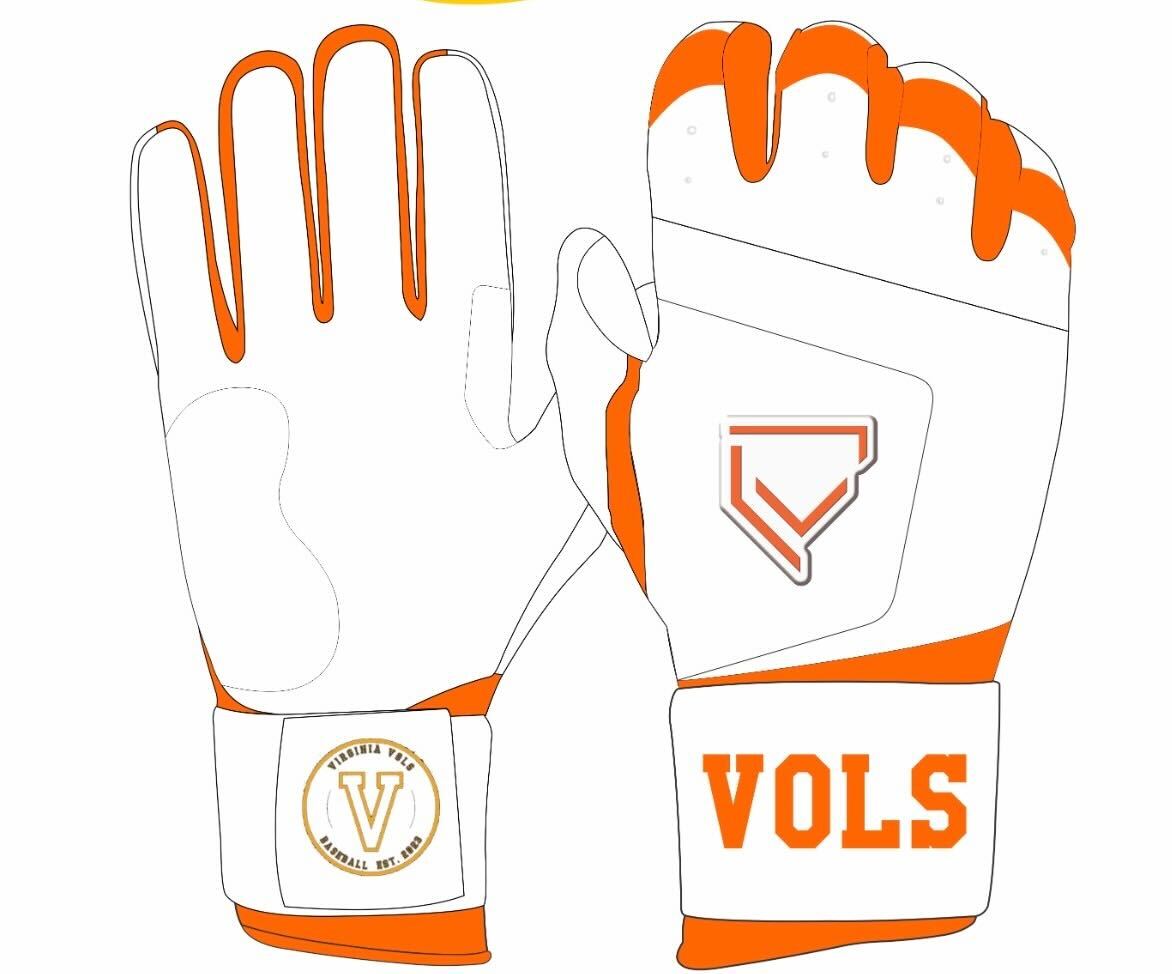 Virginia Vols - White/Orange Custom Batting Gloves
