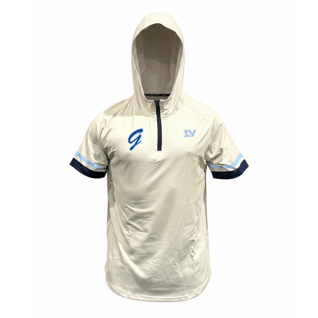 Grays Quarter Zip Short Sleeve Hoodie - Cream