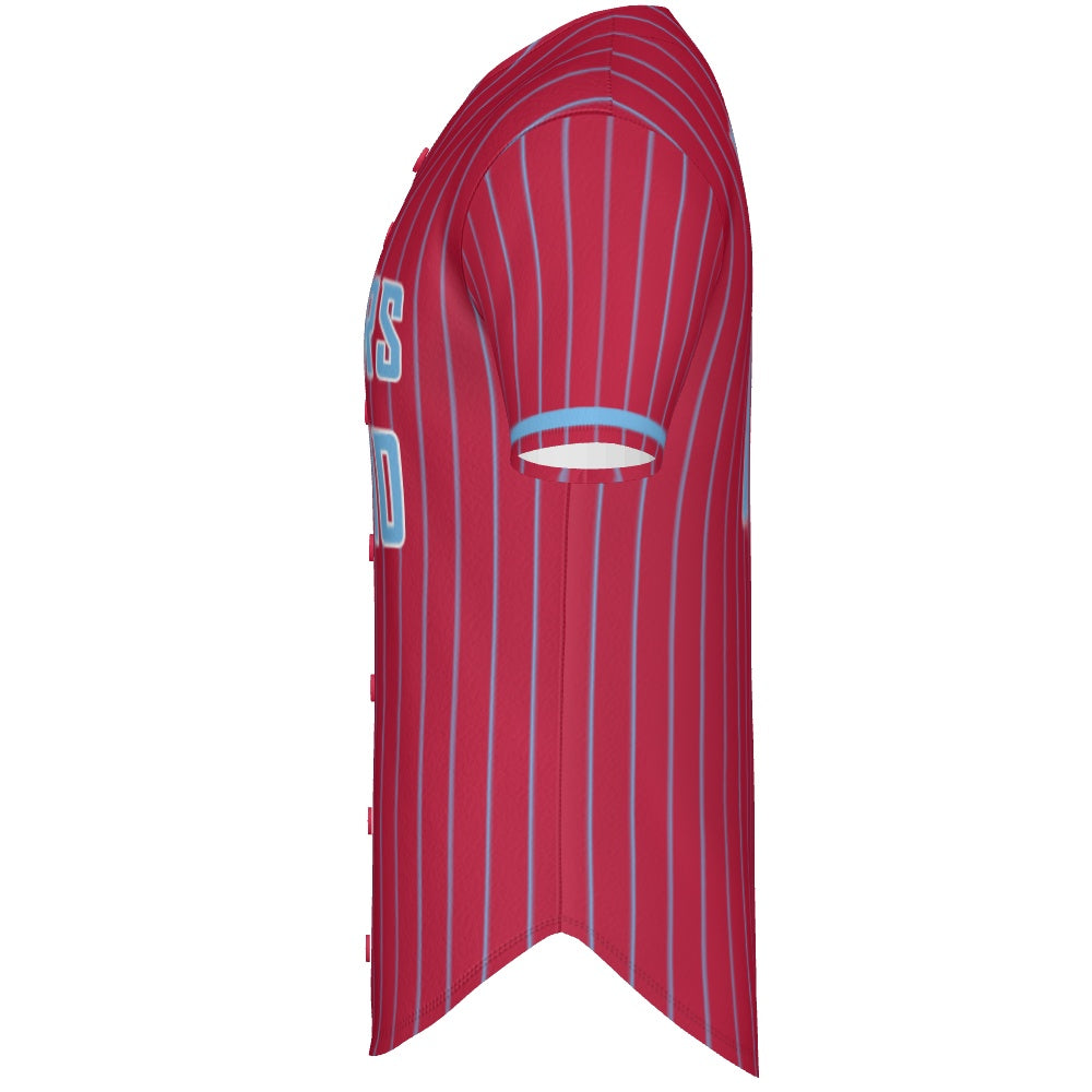 Full Button - Red w/ Col. Blue Pinstripes