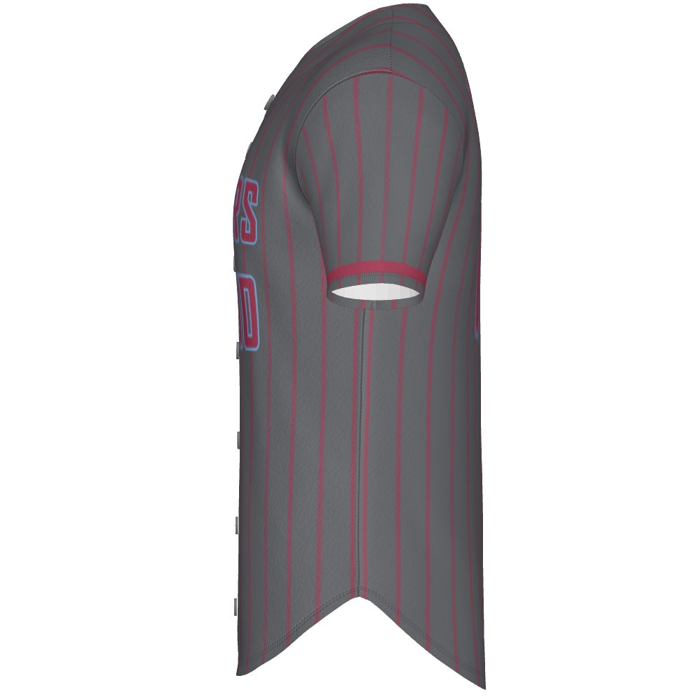 Full Button - Gray Pinstripes