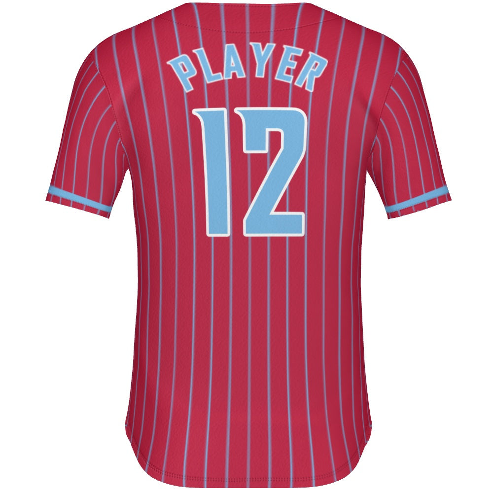 Full Button - Red w/ Col. Blue Pinstripes