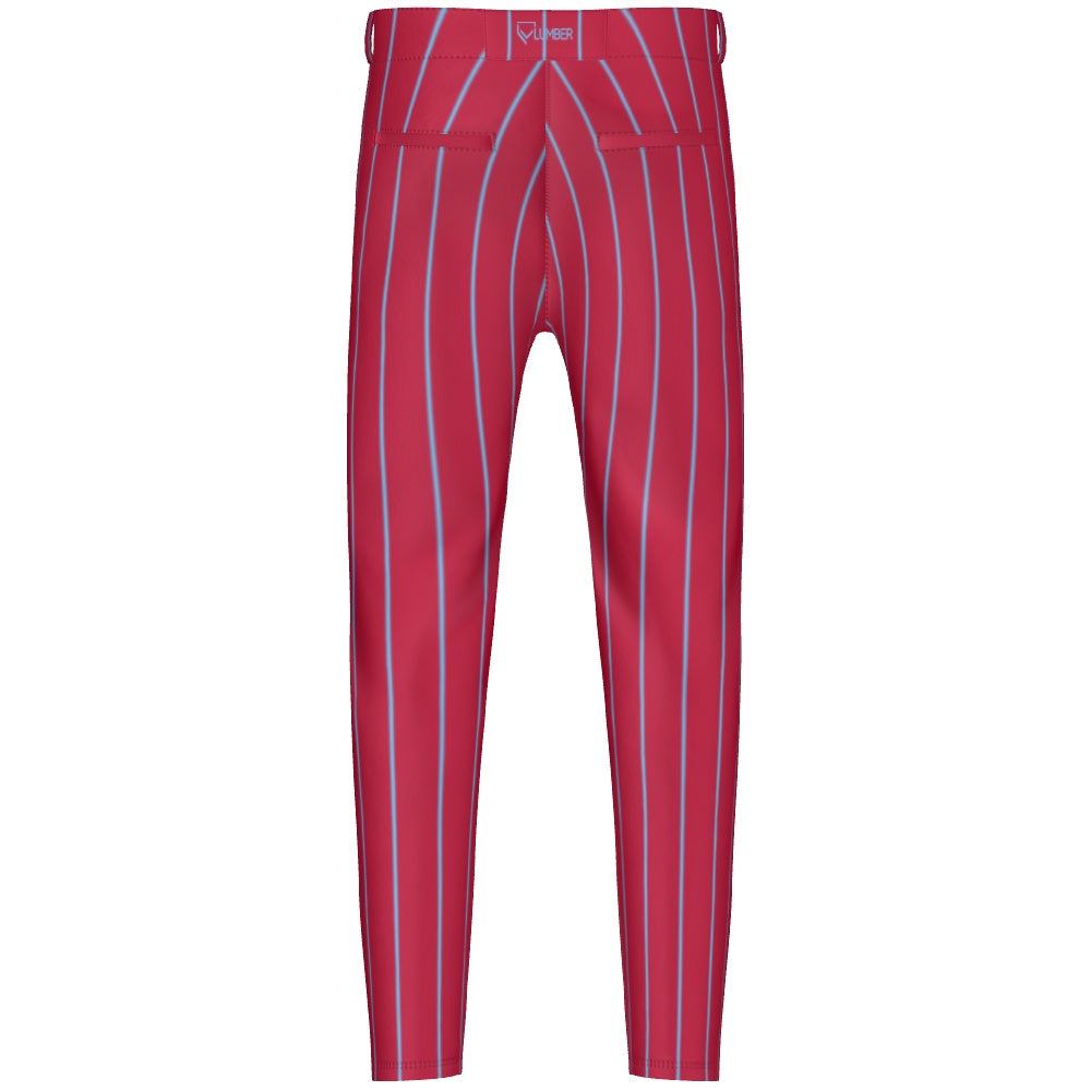 Baseball Pants - Red w/ Col. Blue PInstripes