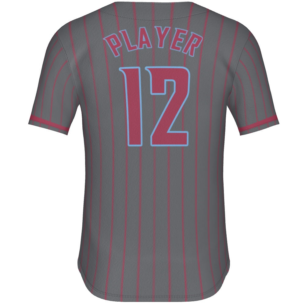 Full Button - Gray Pinstripes