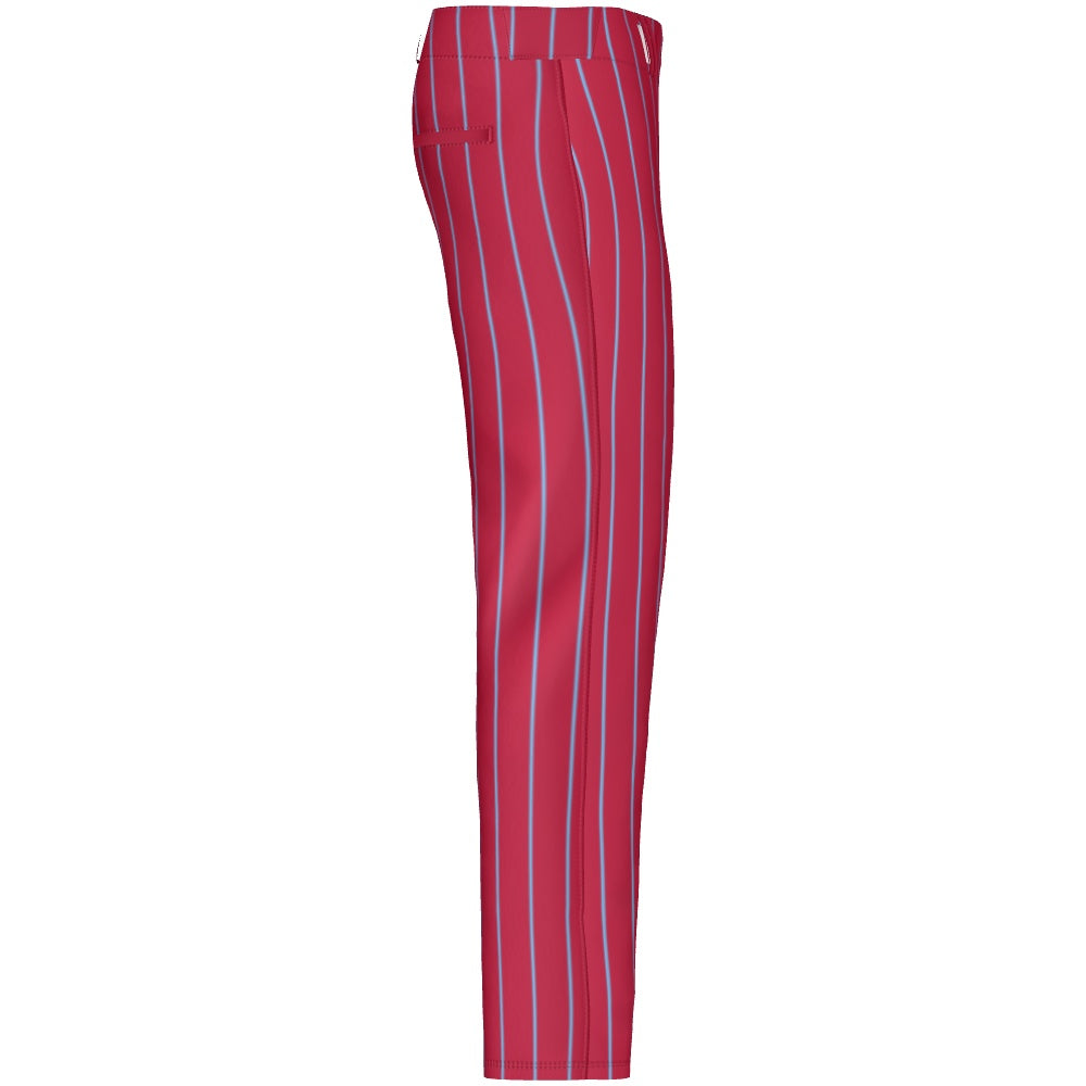 Baseball Pants - Red w/ Col. Blue PInstripes
