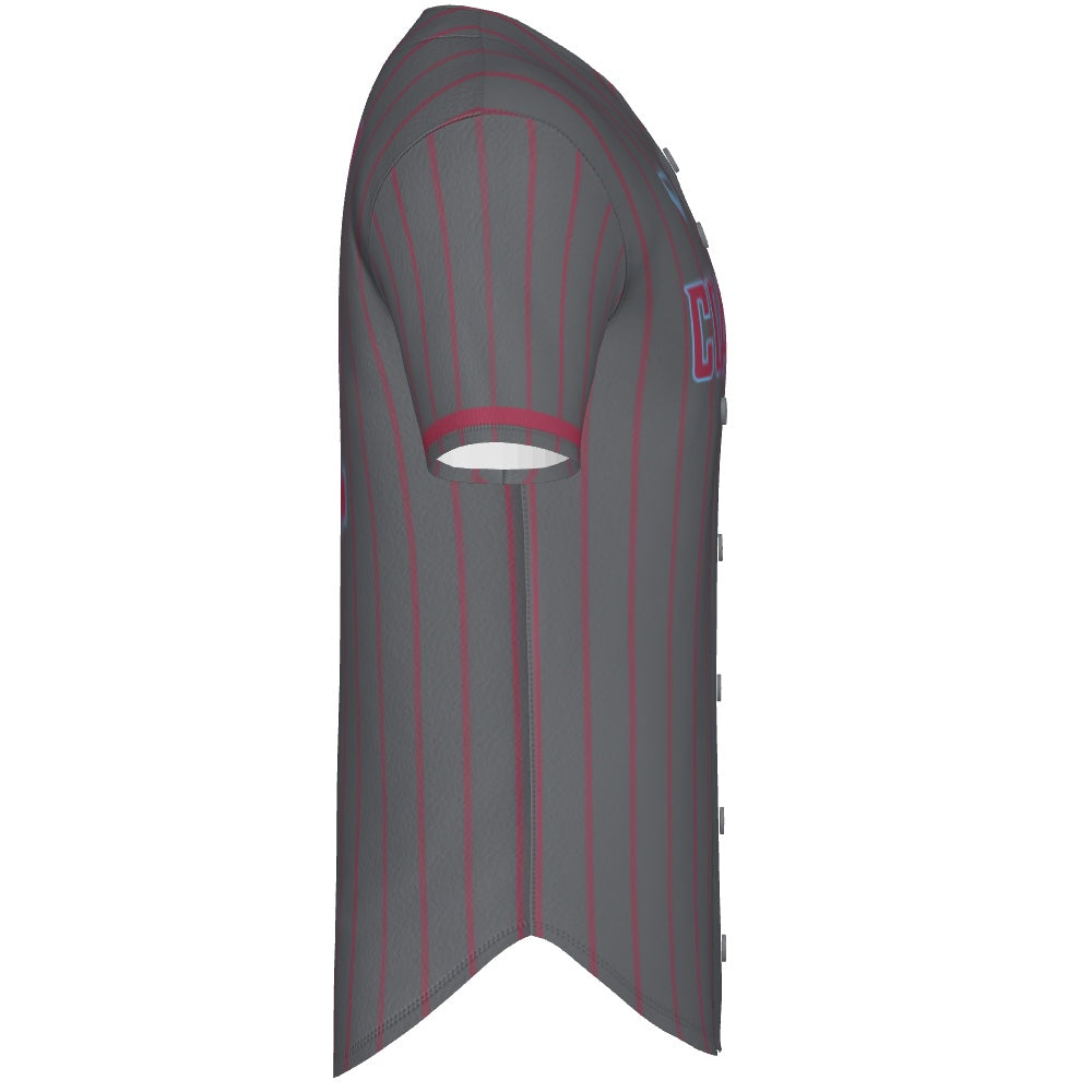 Full Button - Gray Pinstripes