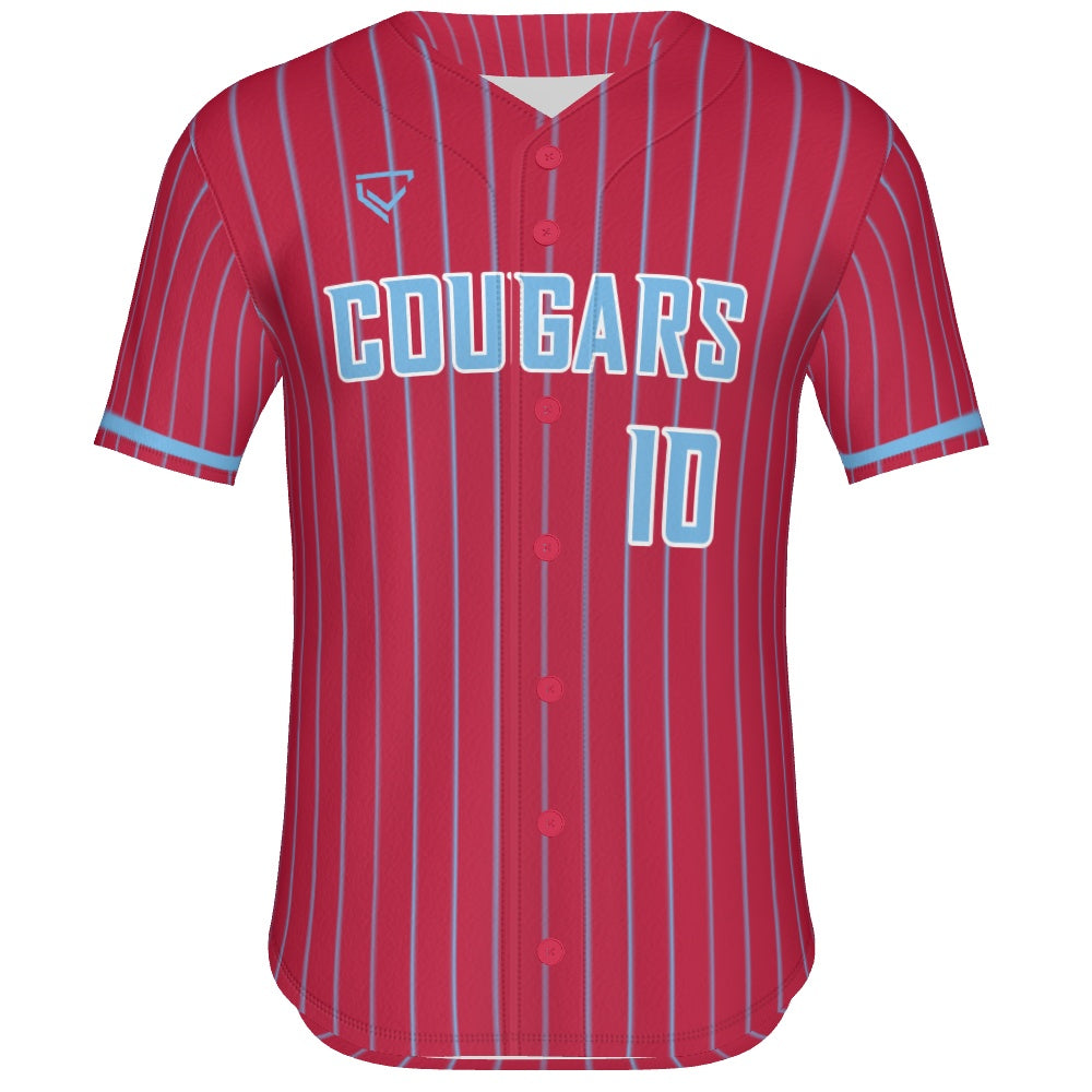 Full Button - Red w/ Col. Blue Pinstripes