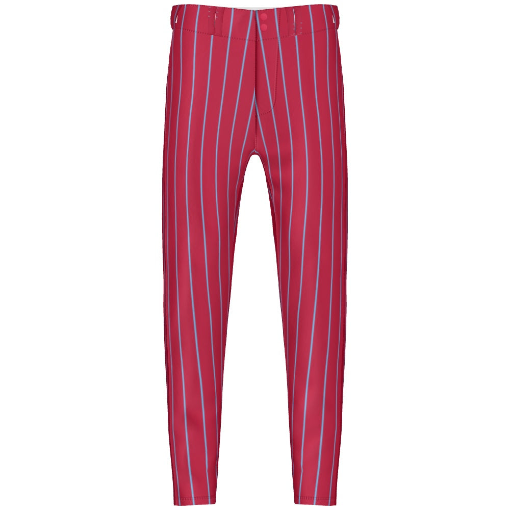 Baseball Pants - Red w/ Col. Blue PInstripes